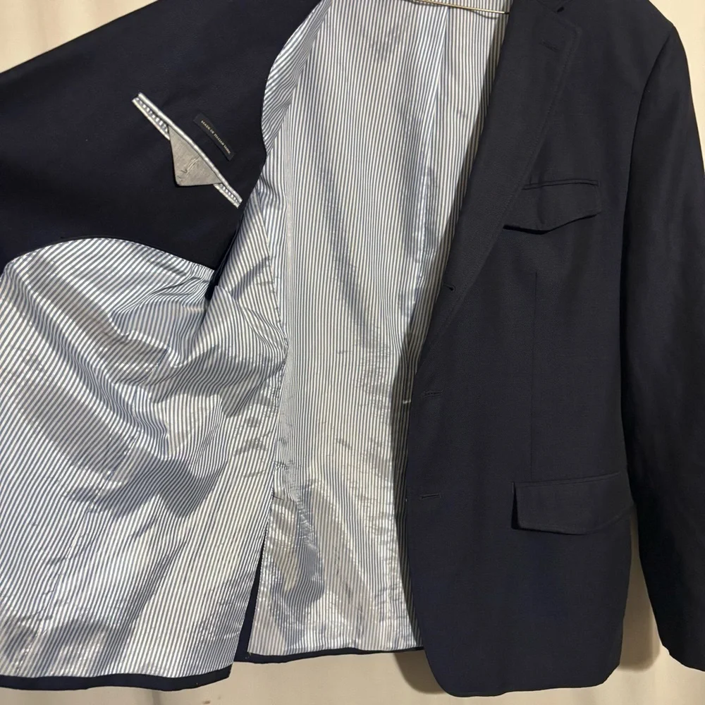 Banana Republic Tailored Fit Dark Blue 44R Men's Blazer 82% Wool 18% Linen